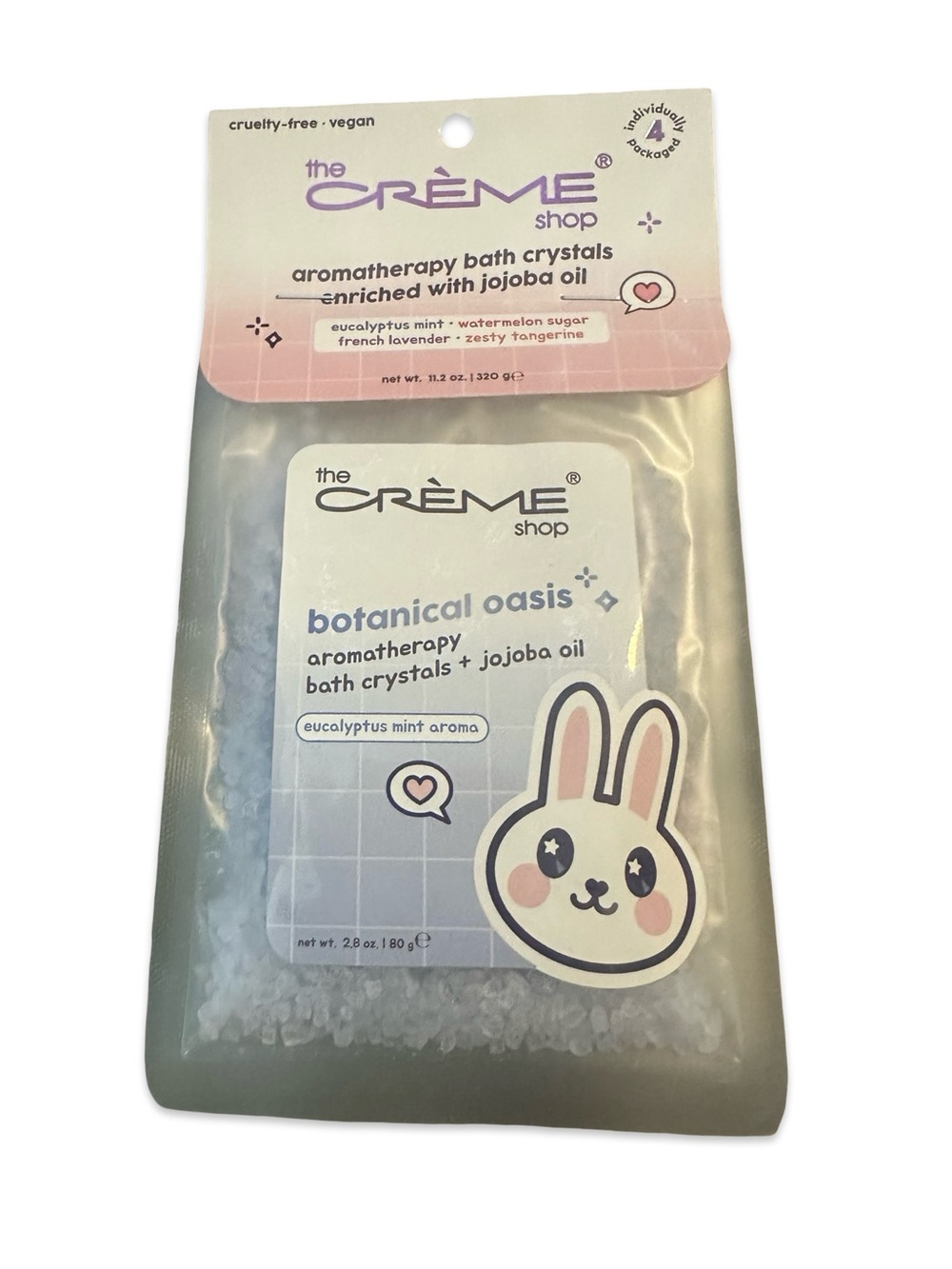 The Crème Shop Aromatherapy Bath Crystals 4-Pack Variety Set + Jojoba Oil